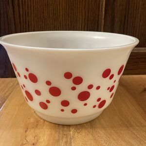 Vintage HAZEL ATLAS 10” RED POLKA DOT Punch Mixing BOWL 50’s MCM EUC